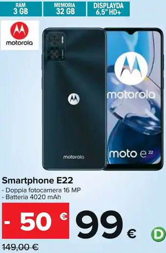 Carrefour Motorola E22 Smartphone offerta