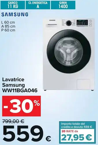 Carrefour Samsung Lavatrice WW11BGA046 offerta