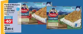 Findus MSC Filetti di Merluzzo o Salmone Gratinati 380 g