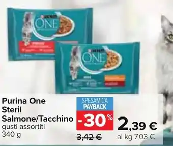 Carrefour Purina One Steril Salmone/Tacchino 340 g offerta
