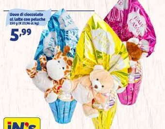 In'S Mercato Uovo di Cioccolato Al Latte Con Peluche 250 g offerta