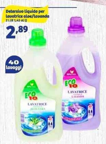 Eco 10 Detersivo Liquido Per Lavatrice Aloe/Lavanda 2 l