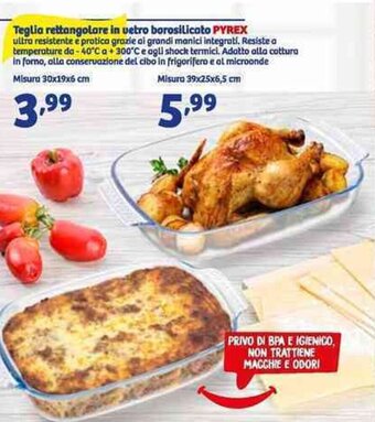 In'S Mercato Pyrex Teglia Rettangolare In Vetro Borosilicato Misura 30x19x6 cm offerta