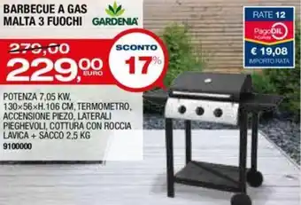 Bricofer Gardenia Barbecue A Gas Malta 3 Fuochi offerta