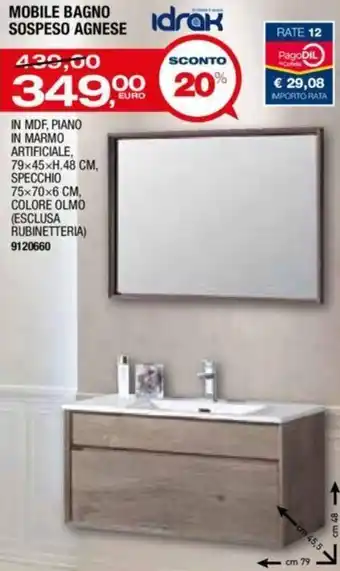 Bricofer Idrak Mobile Bagno Sospeso Agnese offerta
