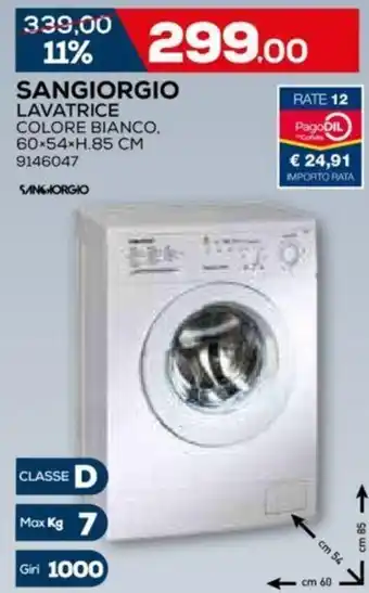 Bricofer Sangiorgio Lavatrice 60x54xH.85 cm offerta