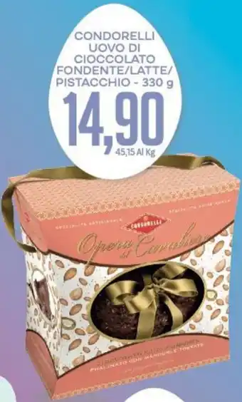 Supermercati Piccolo Condorelli Uovo di Cioccolato Fondente/Latte/Pistacchio 330 g offerta