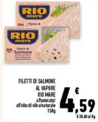 Conad Superstore Rio Mare Filetti di Salmone al vapore 150 g offerta