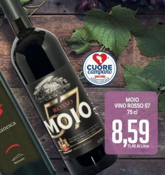 Supermercati Piccolo Moio Vino Rosso 57 75 cl offerta