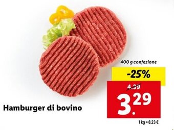 Lidl Hamburger Di bovino 400 g confezione offerta