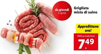 Lidl Grigliata mista di suino 1000 g confezione offerta