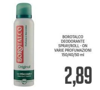 Supermercati Piccolo Borotalco deodorante Spray/Roll-On varie profumazioni 150/40/50 ml offerta