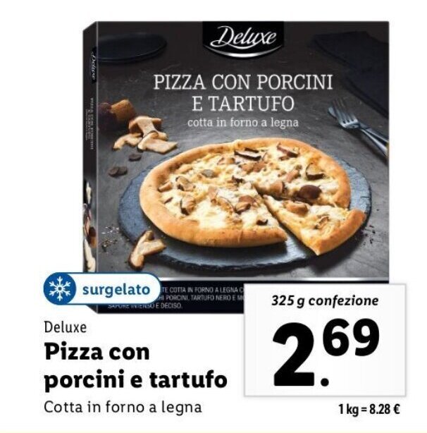 Deluxe Pizza con porcini e tartufo 325 g confezione offerta di Lidl