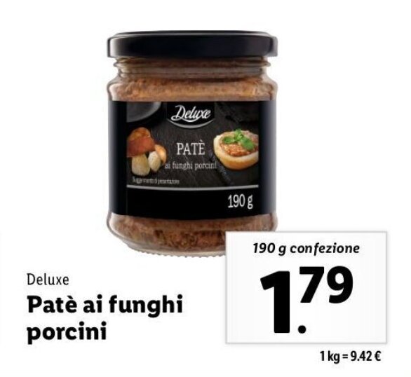 Deluxe Patè ai funghi porcini 190 g confezione offerta di Lidl