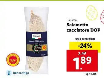 Lidl Italiano Salametto cacciatore DOP 160 g confezione offerta