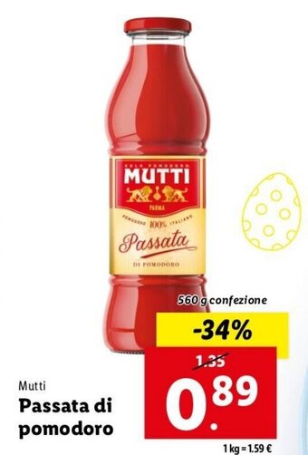 Lidl Mutti Passata di pomodoro 560 g confezione offerta