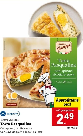 Lidl Taverna Giuseppe Torta Pasqualina 400 g confezione offerta