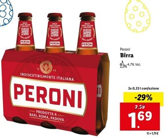 Lidl Peroni Birra 3x0,33 l confezione offerta