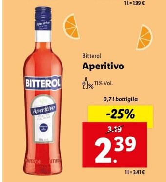 Lidl Bitterol Aperitivo 0,7 L bottiglia offerta