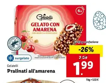 Lidl Gelatelli Pralinati all'amarena 6x60g confezione offerta