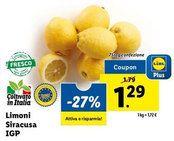 Lidl Limoni Siracusa IGP 750 g confezione offerta