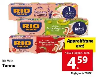 Lidl Rio Mare Tonno 4 x 52 g sgocc conf. offerta