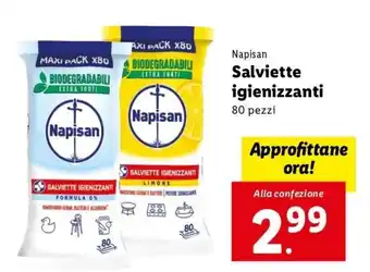 Lidl Napisan salviette igienizzanti 80 pezzi offerta