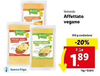 Lidl Vemondo Affettato vegano 150 g confezione offerta