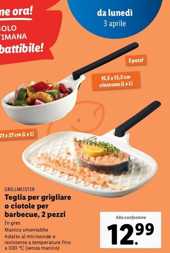 Lidl Grillmeister Teglia Per Grigliare o Ciotole Per Barbecue 2 pezzi offerta