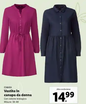 Lidl Esmara Vestito In Canapa da Donna 38-48 offerta