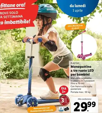 Lidl Playtive Monopattino A Tre Ruote LED Per Bambini offerta