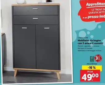 Lidl Livarno Home Mobiletto da Bagno Con 2 Ante e 2 Cassetti offerta