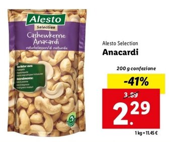 Lidl Alesto Selection Anacardi 200 g confezione offerta