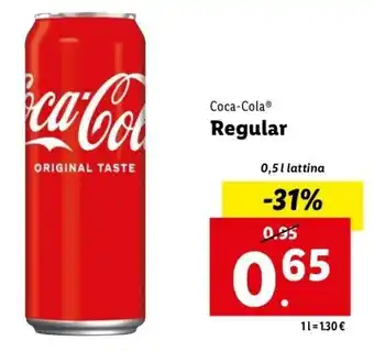Lidl Coca-Cola Regular 0,5 l lattina offerta