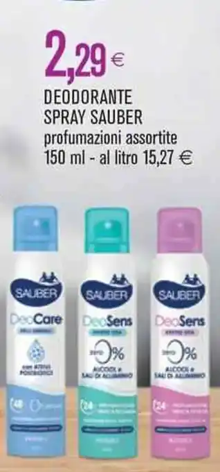 Coop Sauber Deodorante Spray 150 ml offerta