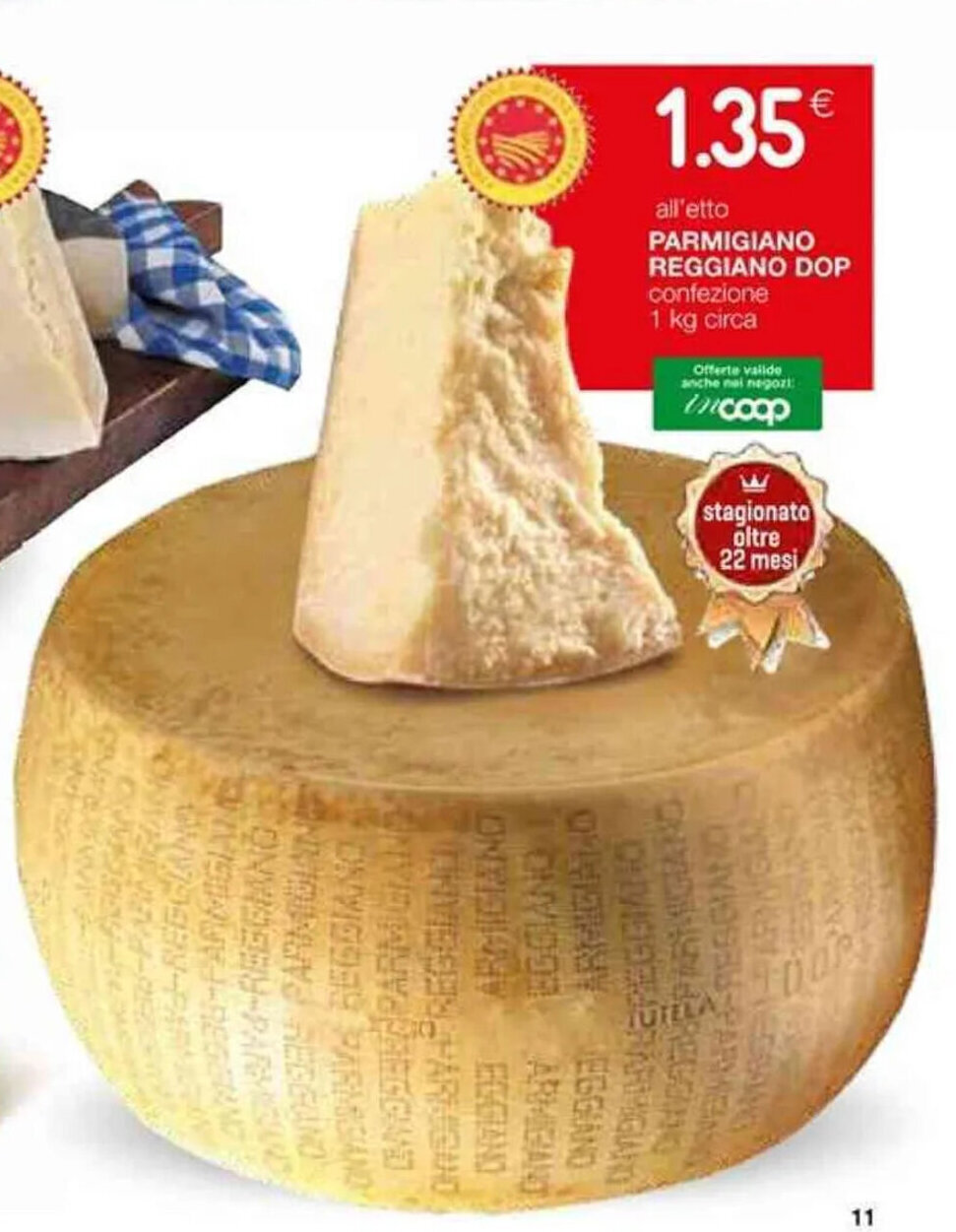 Parmigiano Reggiano DOP 1 kg circa offerta di Coop