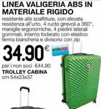 Coop Linea Valigeria ABS in Materiale Rigido Trolley Cabina cm 54x23x37 offerta