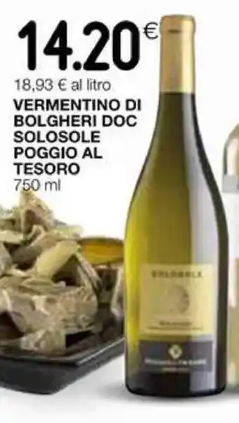 Coop Solosole Poggio Al Tesoro Vermentino di Bolgheri DOC 750 ml offerta