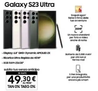 Euronics Samsung Galaxy S23 Ultra 8GB RAM + 256 GB offerta