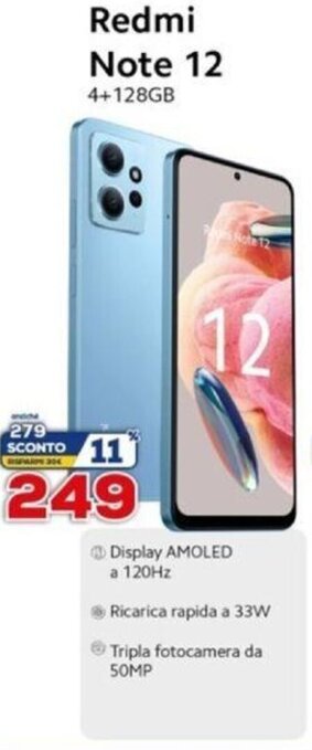 Euronics Xiaomi Redmi Note 12 4+128GB offerta