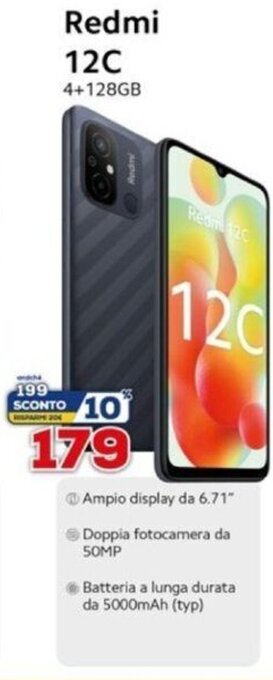 Euronics Xiaomi Redmi 12C 4+128GB offerta