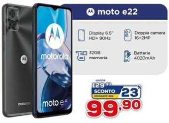 Euronics Motorola Moto E22 offerta