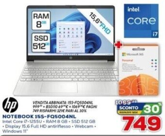 Euronics HP Notebook 15S-FQ5004NL offerta