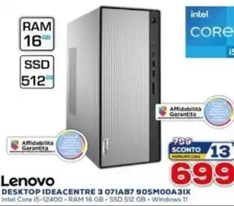 Euronics Lenovo Desktop Ideacentre 3 07IAB7 90SM00A3IX offerta
