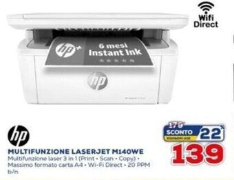 Euronics HP Multifunzione LaserJet M140WE offerta