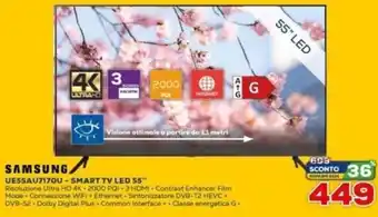 Euronics Samsung Smart TV LED 55" UE55AU717OU offerta