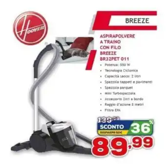 Euronics Hoover Aspirapolvere A Traino Con Filo Breeze BR32PET 011 offerta