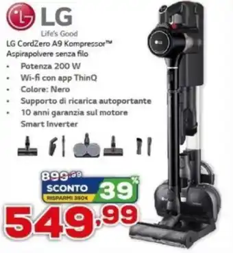 Euronics LG CordZero A9 Kompressor Aspirapolvere Senza Filo offerta