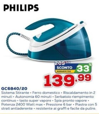 Euronics Philips Sistema Stirante GC6840/20 offerta