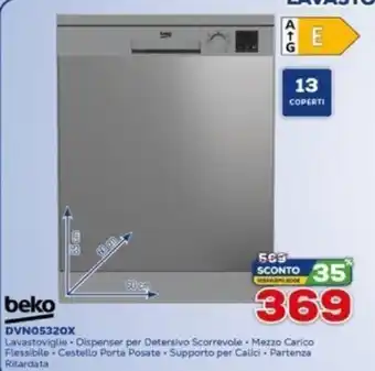 Euronics Beko Lavastoviglie DVN05320X offerta